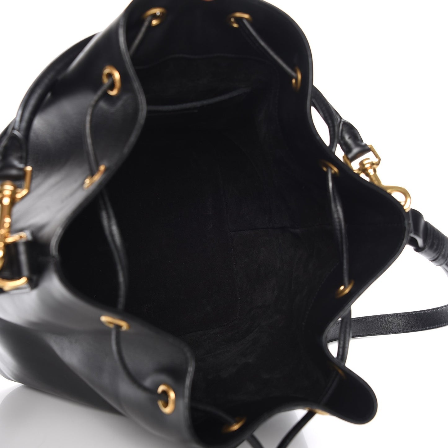 Calfskin Large Emmanuelle Bucket Bag Black
