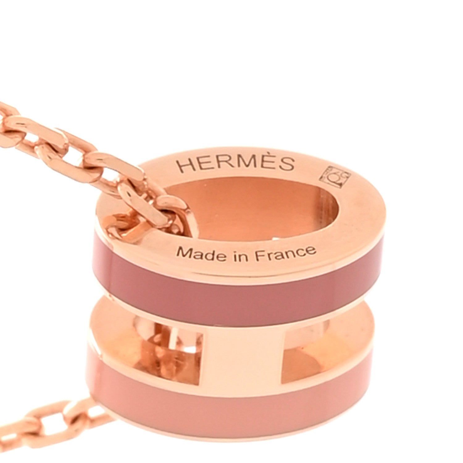 Hermes Lacquered Rose Gold Mini Pop H Pendant Necklace Rose Dragee 5 of 7