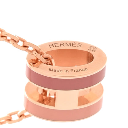 Hermes Lacquered Rose Gold Mini Pop H Pendant Necklace Rose Dragee 5 of 7