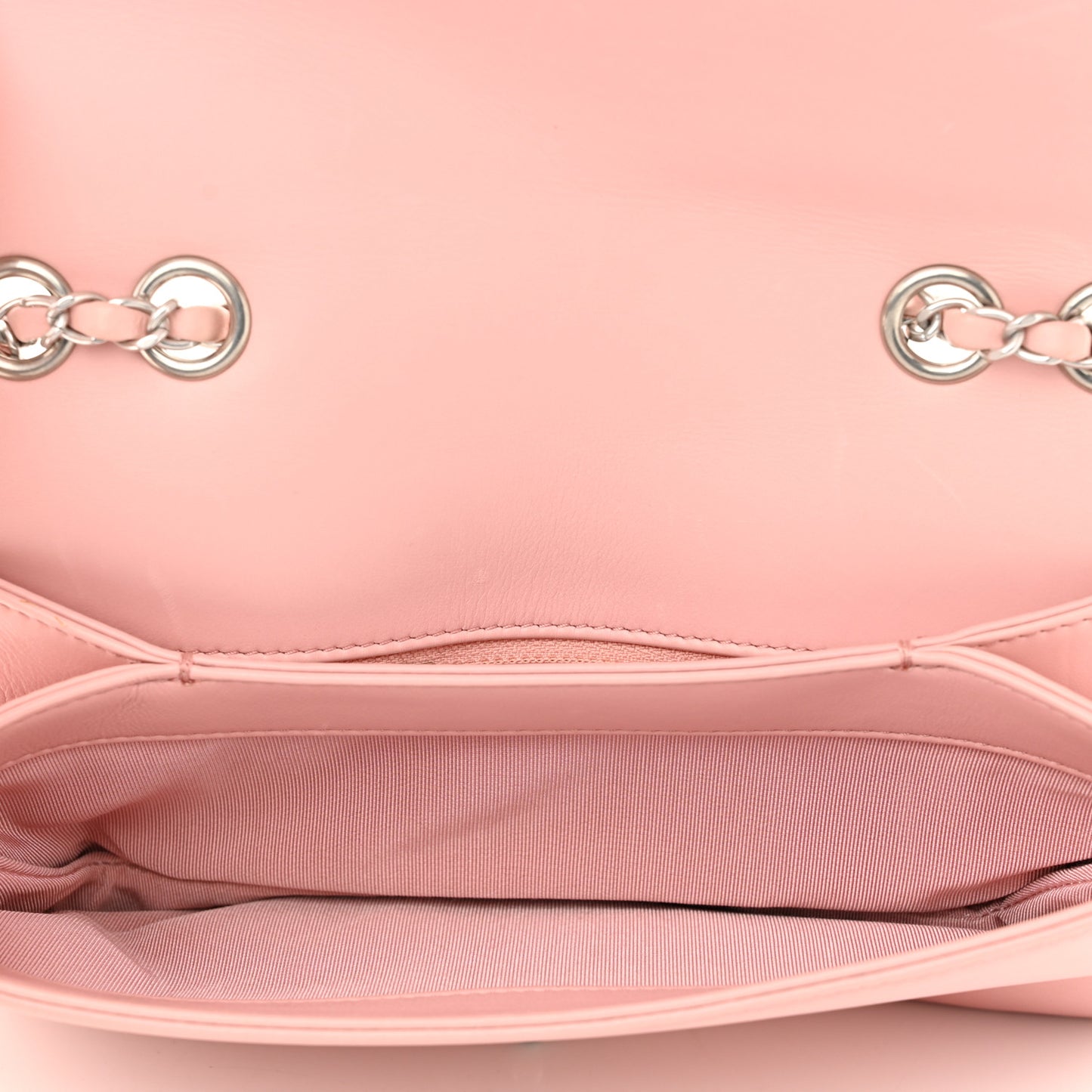 Calfskin Studded Chevron Quilted Flap Pink