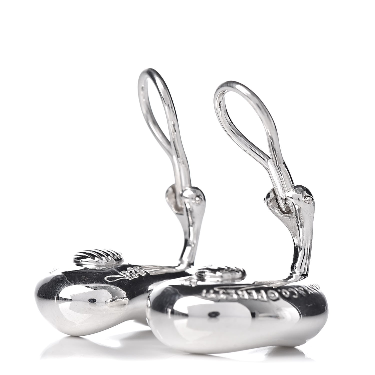 Tiffany Sterling Silver 20mm Elsa Peretti Bean Earrings 3 of 4