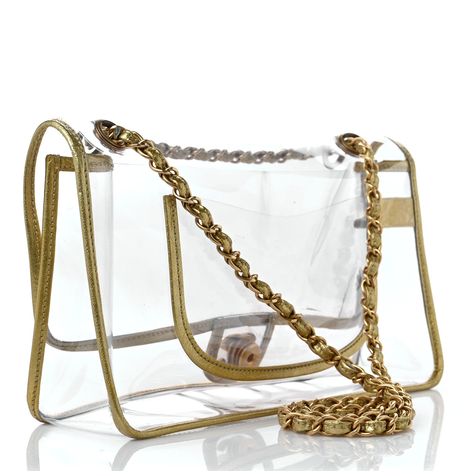 Chanel Metallic Lambskin PVC Medium Naked Flap Gold 3 of 9