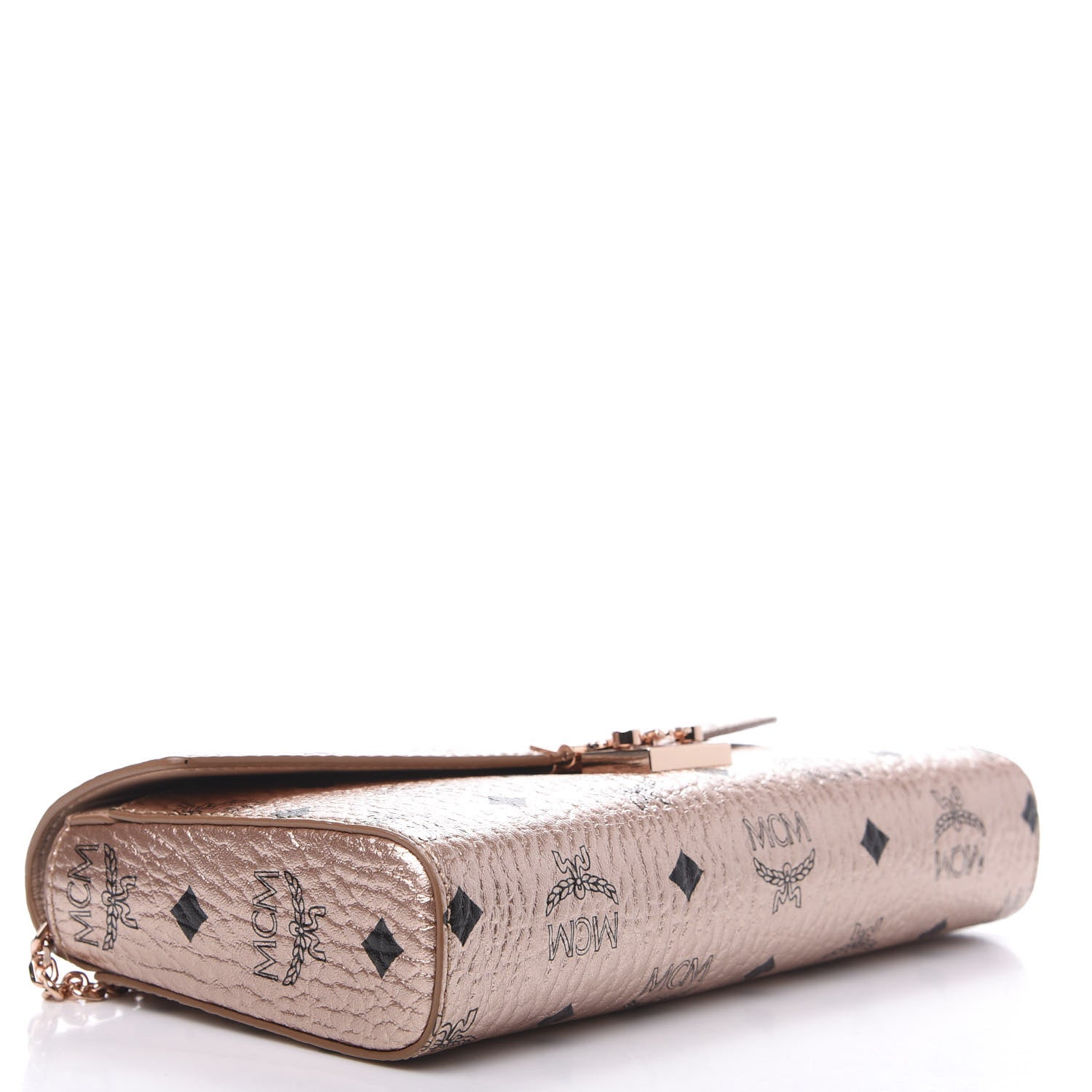 MCM Metallic Visetos Millie Wallet On Chain Champagne Gold 4 of 9
