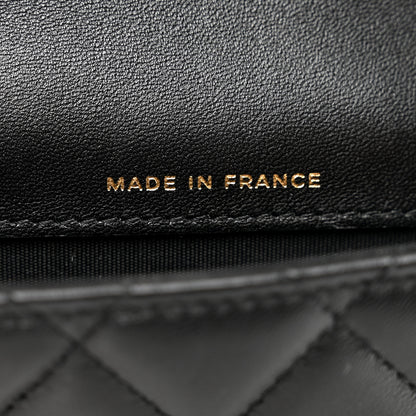 Chanel Lambskin Quilted Top Handle Flap Coin Purse With Chain Black 6 of 7