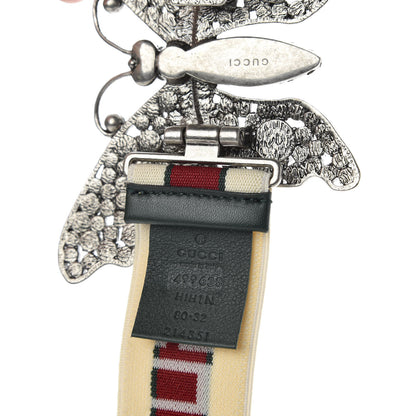 Gucci Jacquard Crystal Stripe Butterfly Belt 80 32 White 3 of 5