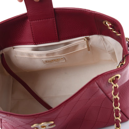 Chanel Grained Calfskin Stitched Supple Rock Shopping Tote Burgundy 8 of 12