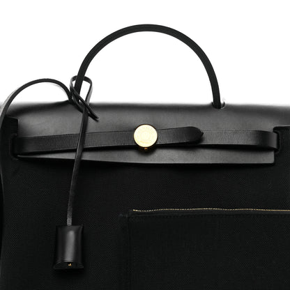 Hermes Military Toile Vache Hunter Herbag Zip Retourne 31 PM Black 5 of 10
