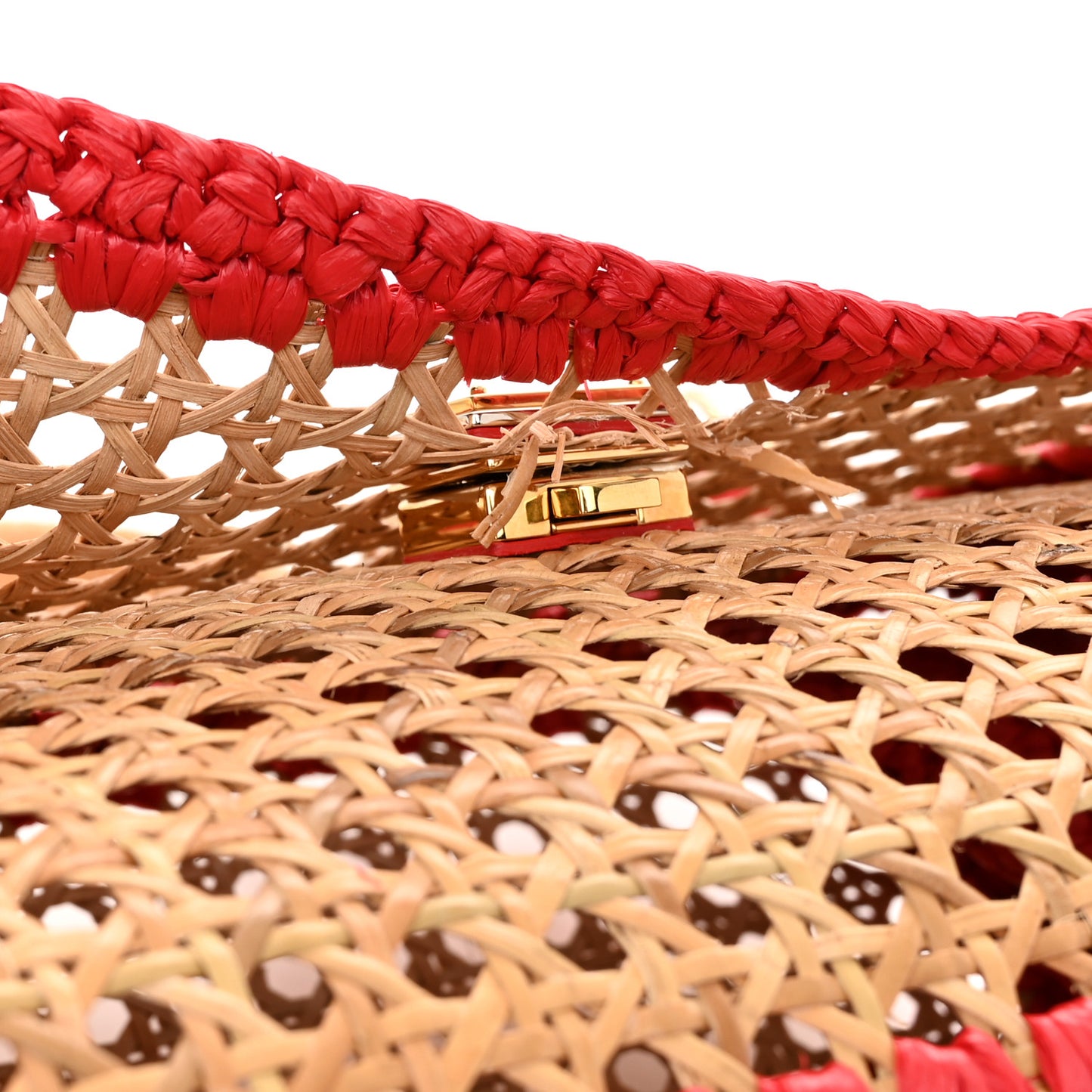 Woven Raffia Miss Sicily Satchel Red