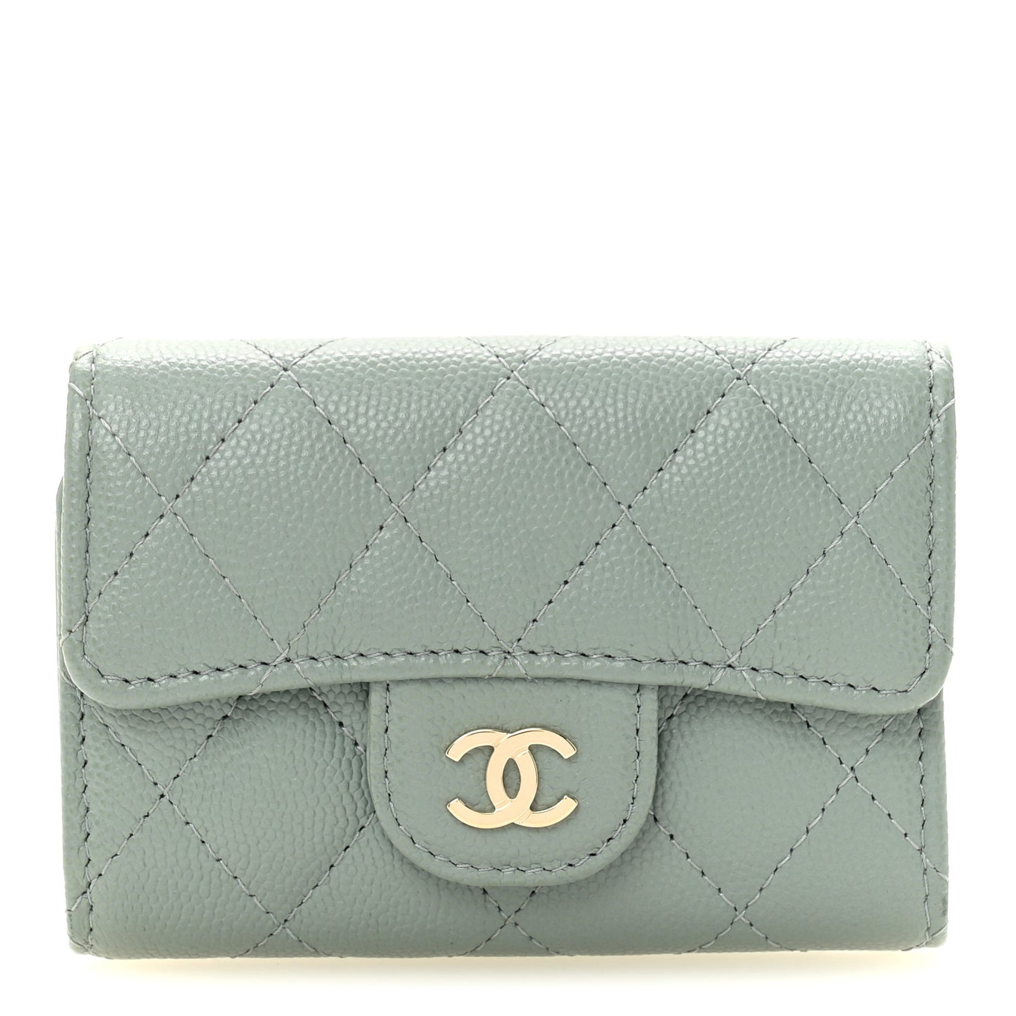 Caviar Quilted Classic 4 Key Holder Wallet Grey