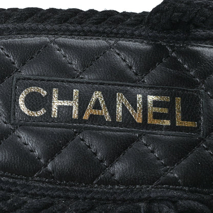 Chanel Cord Lambskin Quilted Logo Sandals 37 Black 8 of 8