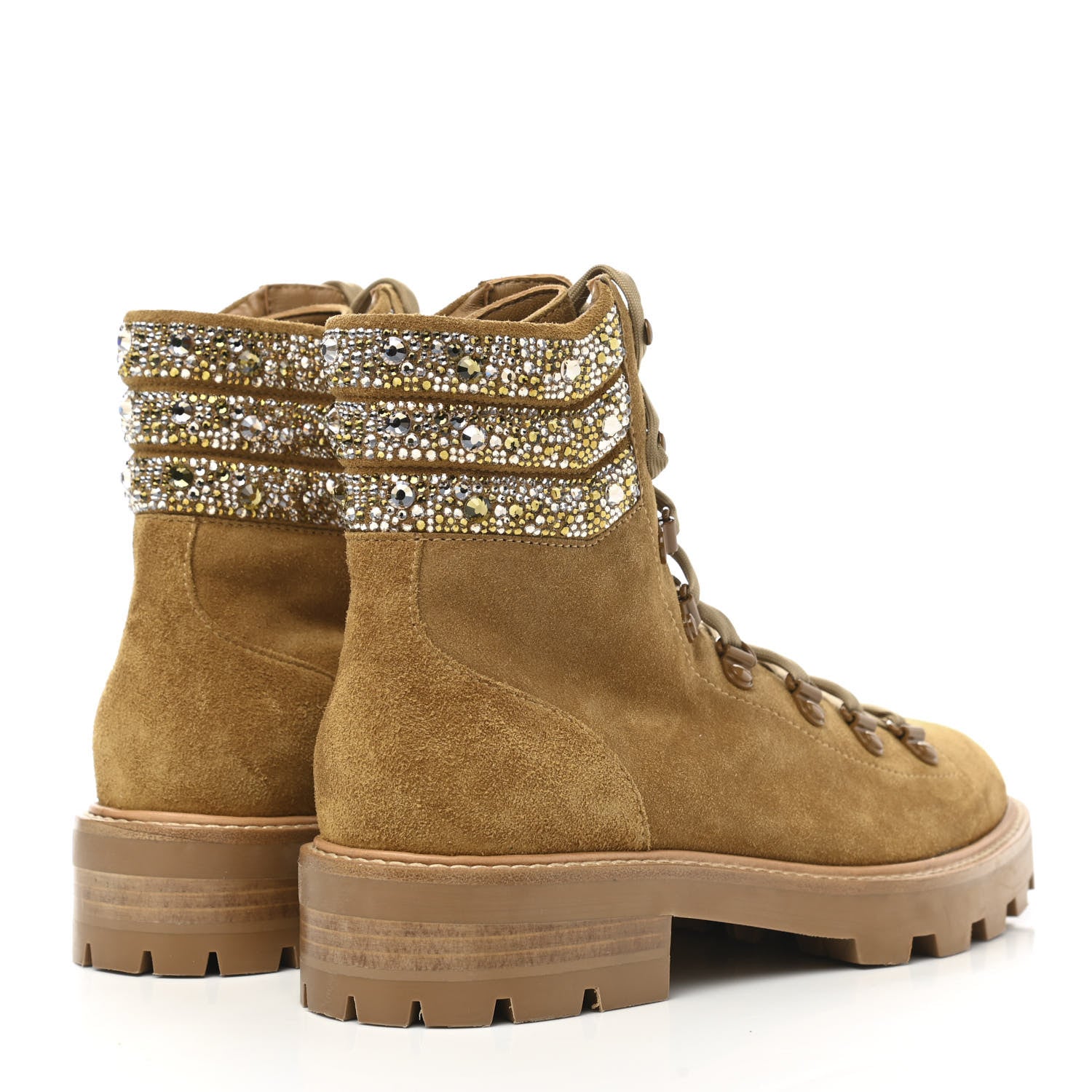 Jimmy Choo Suede Swarovski Crystal Womens Eshe Flat Boots 40 Camel 4 of 7