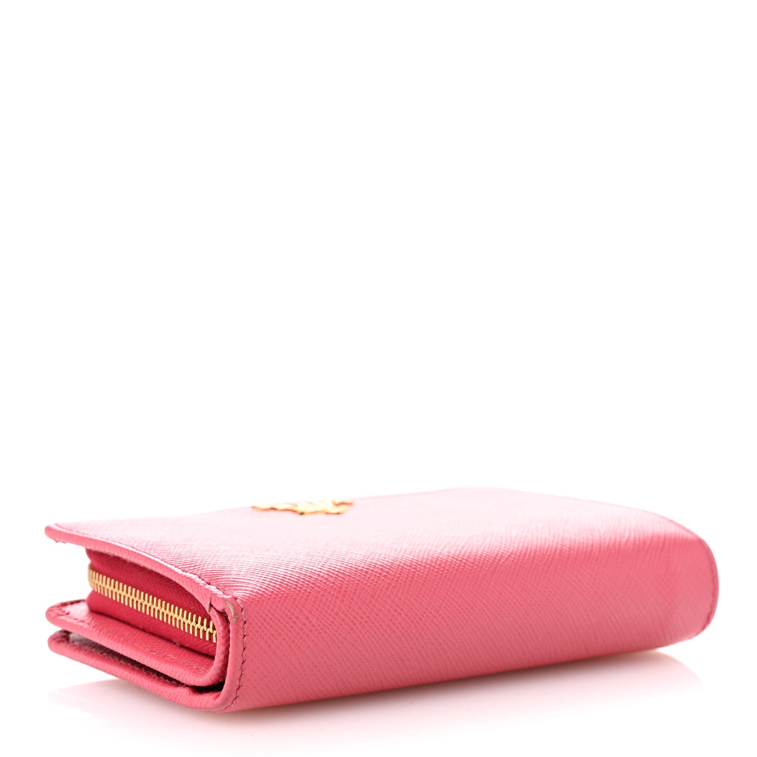 Prada Saffiano Metal Compact Wallet Peonia Begonia 4 of 9