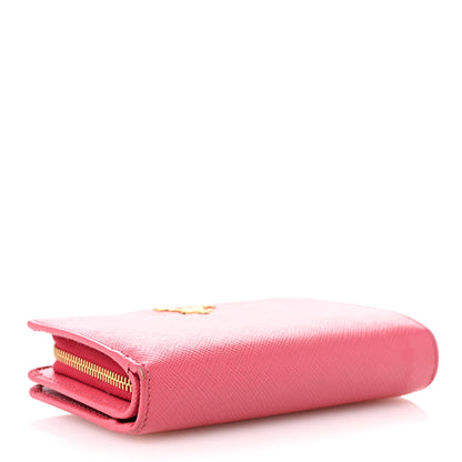 Prada Saffiano Metal Compact Wallet Peonia Begonia 4 of 9