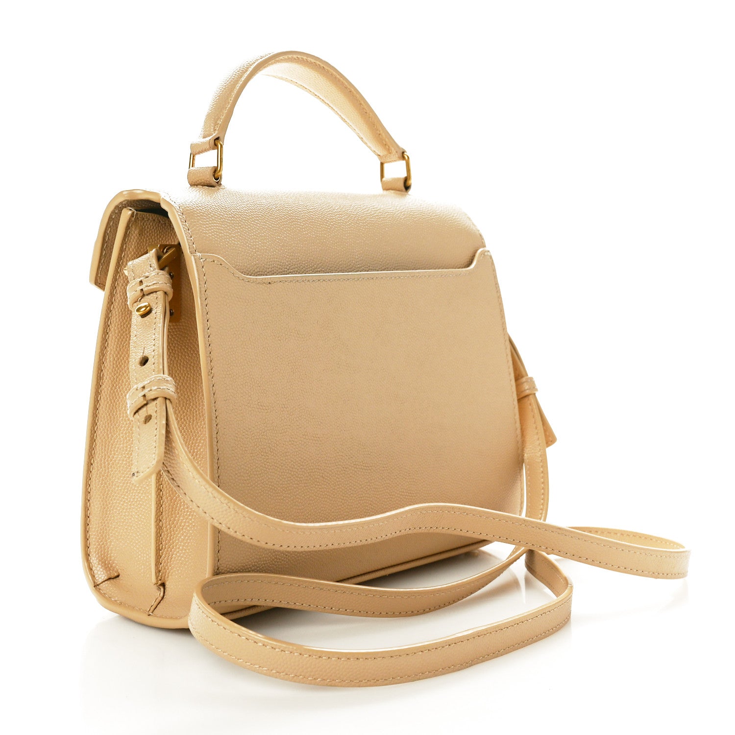 Saint Laurent Grain de Poudre Mini Classic Monogram Cassandra Top Handle Beige 3 of 9