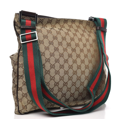 Gucci Monogram Web Medium Double Pocket Messenger Bag Dark Brown 3 of 11