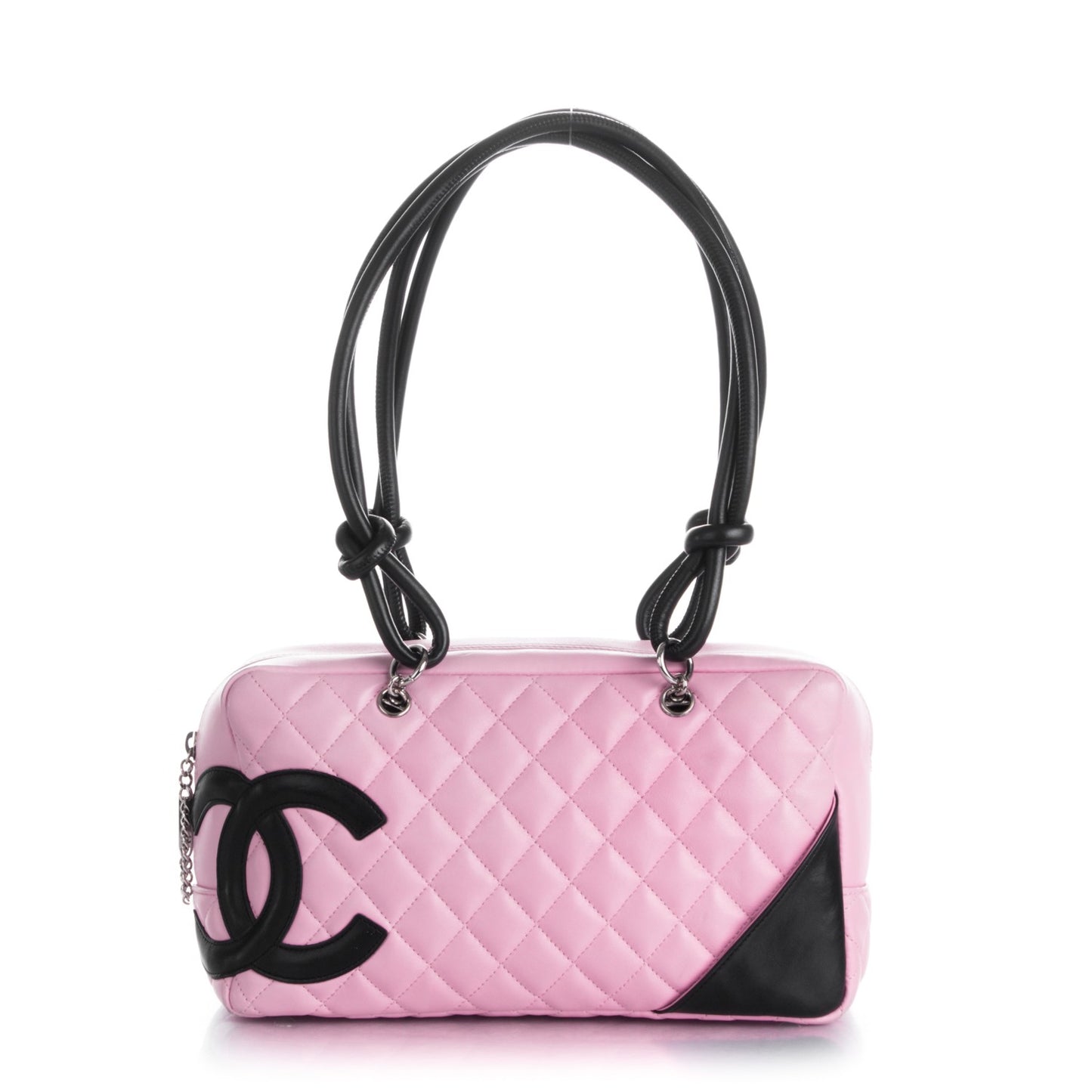 Calfskin Quilted Large Cambon Bowler Pink Black