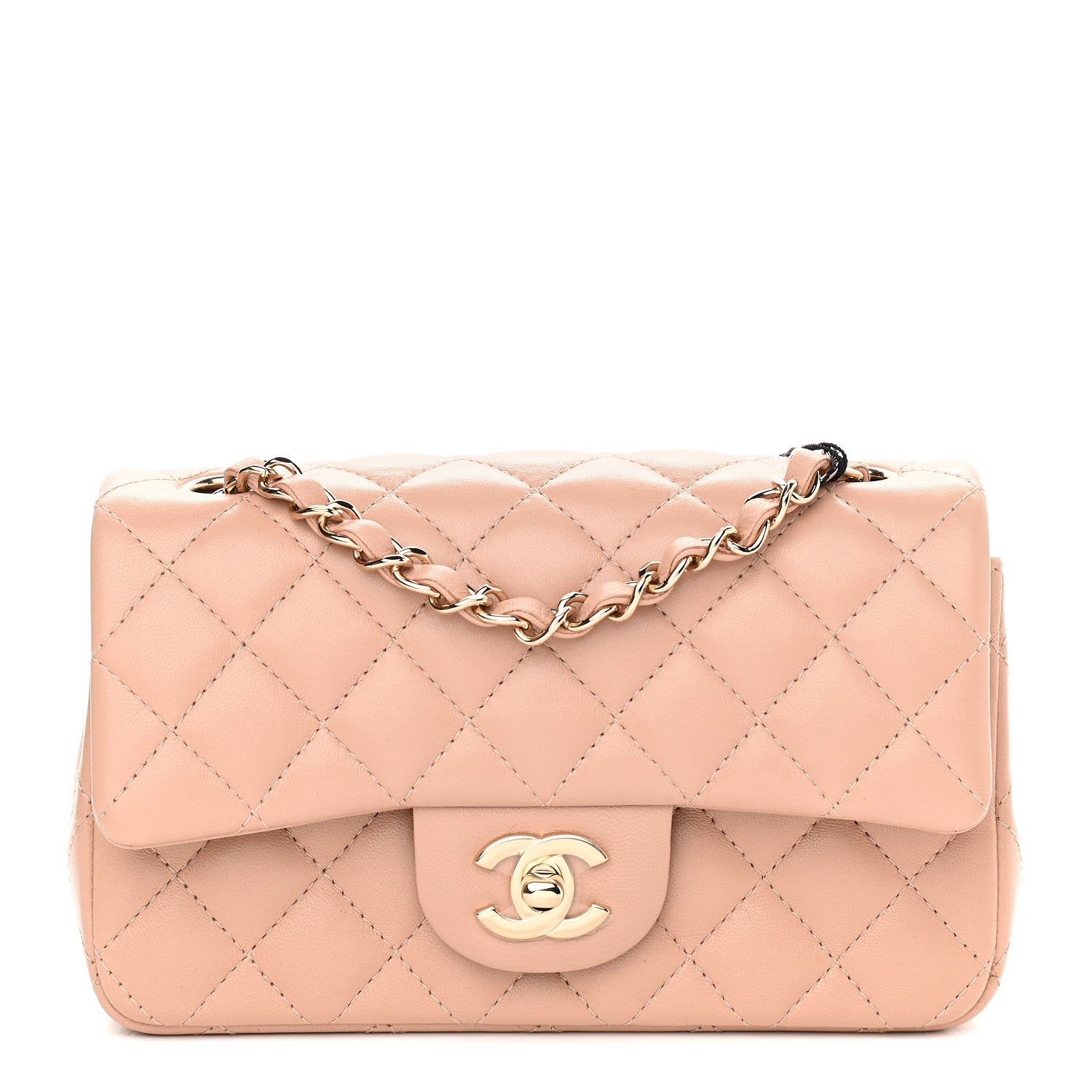 Chanel Lambskin Quilted Mini Rectangular Flap Beige 1 of 9