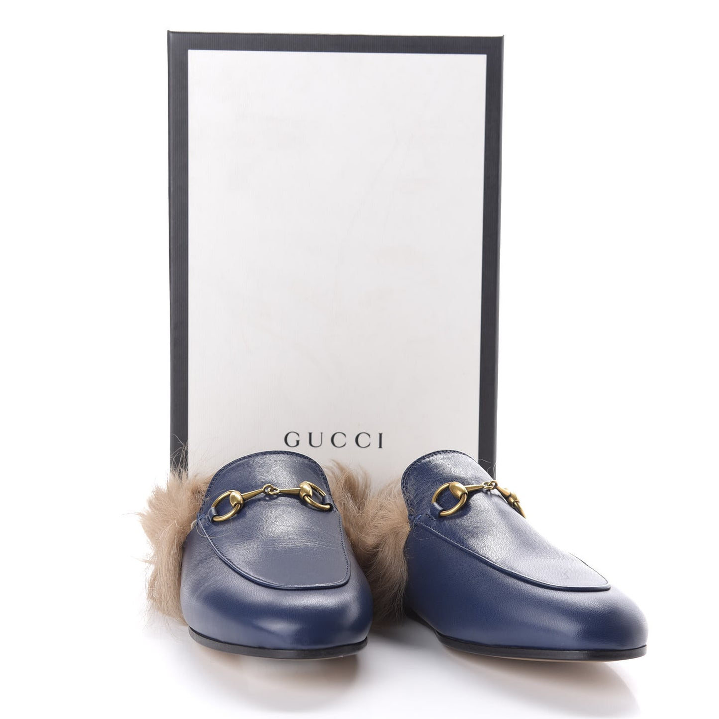 Malaga Kid Fur Womens Princetown Slippers 36.5 Blue Agata