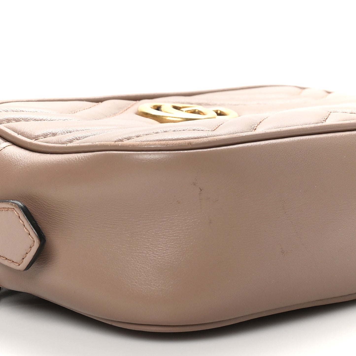Calfskin Matelasse Mini GG Marmont Chain Shoulder Bag Nude