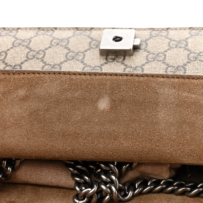Gucci GG Supreme Monogram Suede Crystal Small Dionysus Shoulder Bag Beige Ebony Taupe 12 of 12
