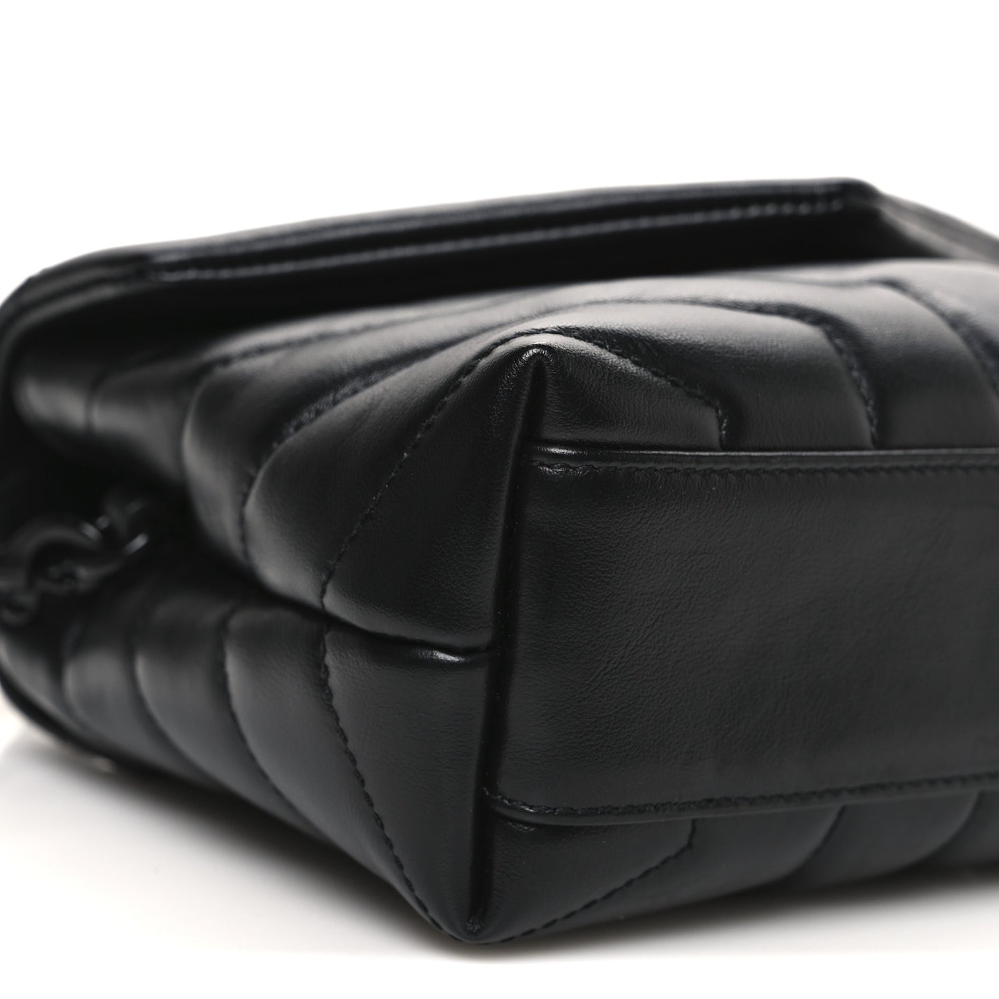 Calfskin Y Quilted Monogram Monochrome Toy Loulou Crossbody Bag Black