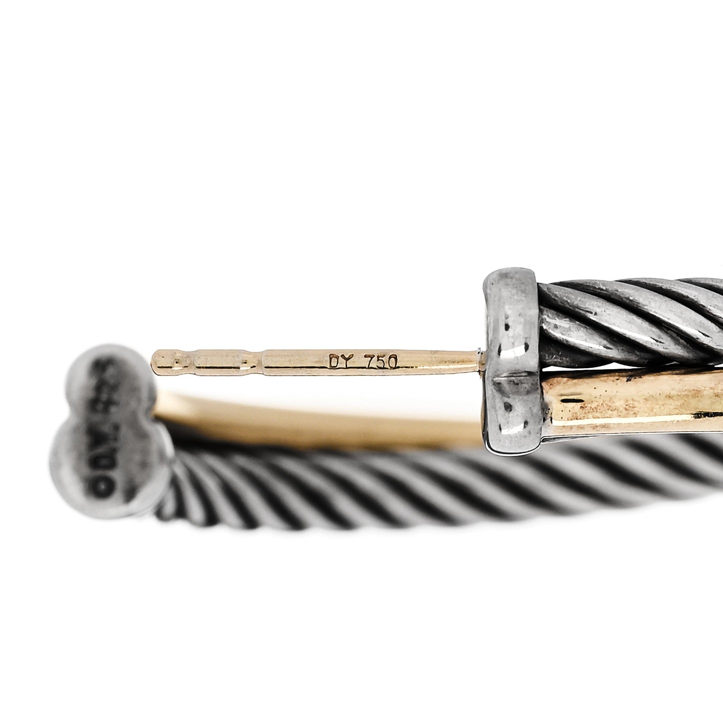 Sterling Silver 18K Yellow Gold 32mm Crossover Cable Hoop Earrings