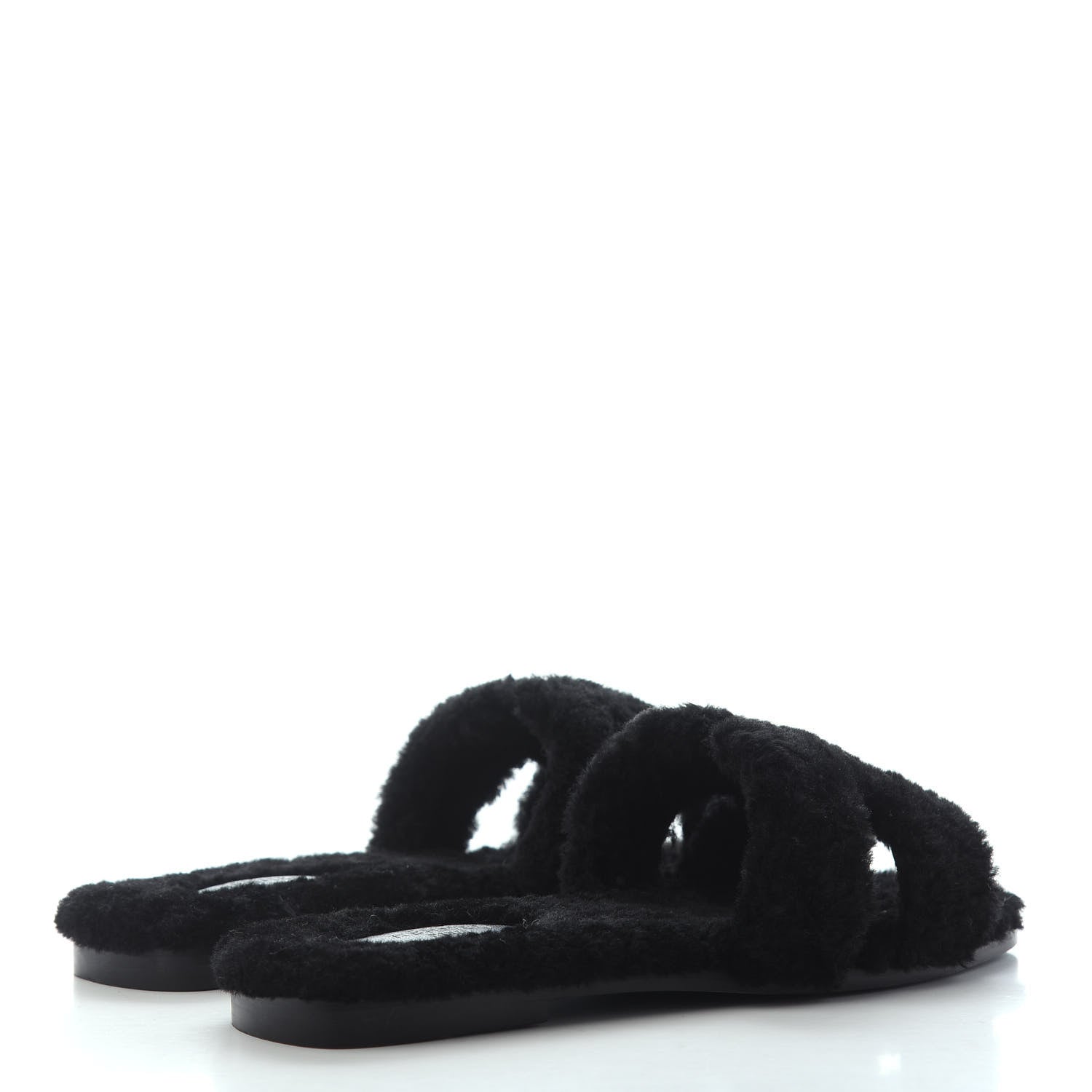 Hermes Woolskin Oran Sandals 39.5 Black 3 of 4