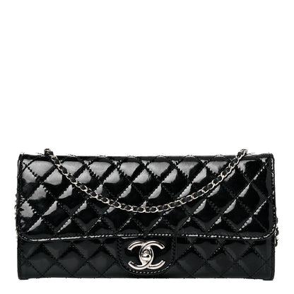 Chanel Patent Calfskin Quilted Brilliant East West Flap Clutch Black 1 of 14