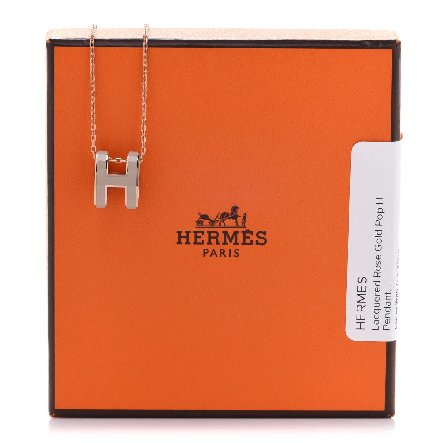 Lacquered Rose Gold Pop H Pendant Necklace Marron Glace