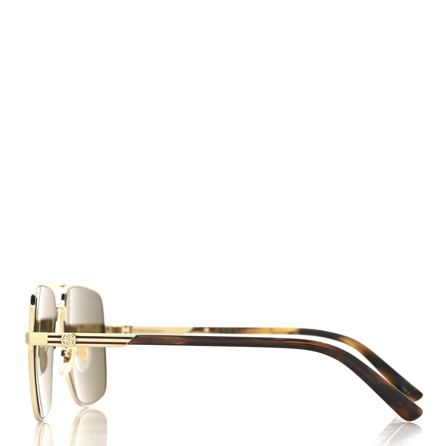 Gucci Metal Rectangular Frame Sunglasses GG1289S Gold Havana 3 of 6