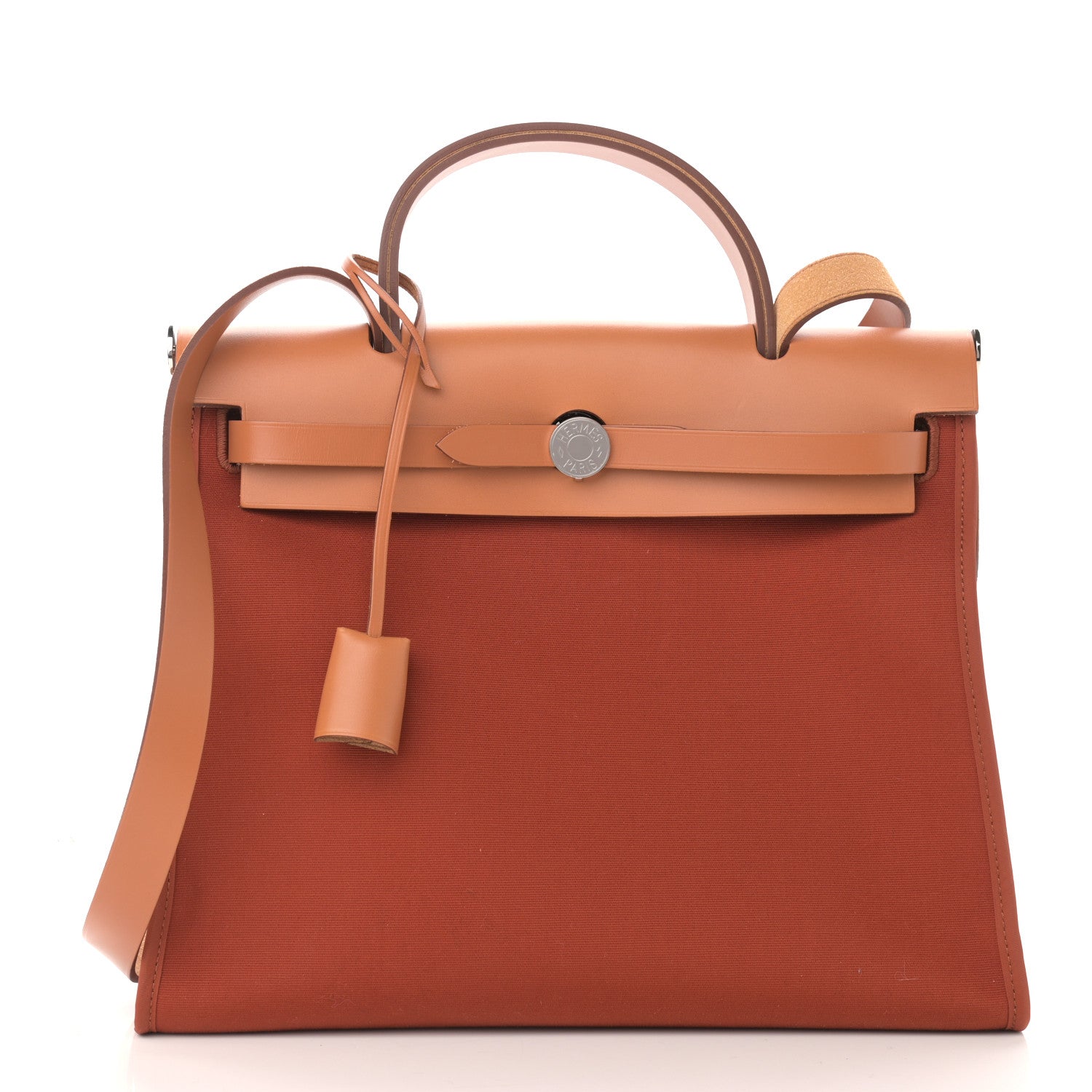 Hermes Military Toile Vache Hunter Herbag Zip 31 PM Cuivre Natural 3 of 12