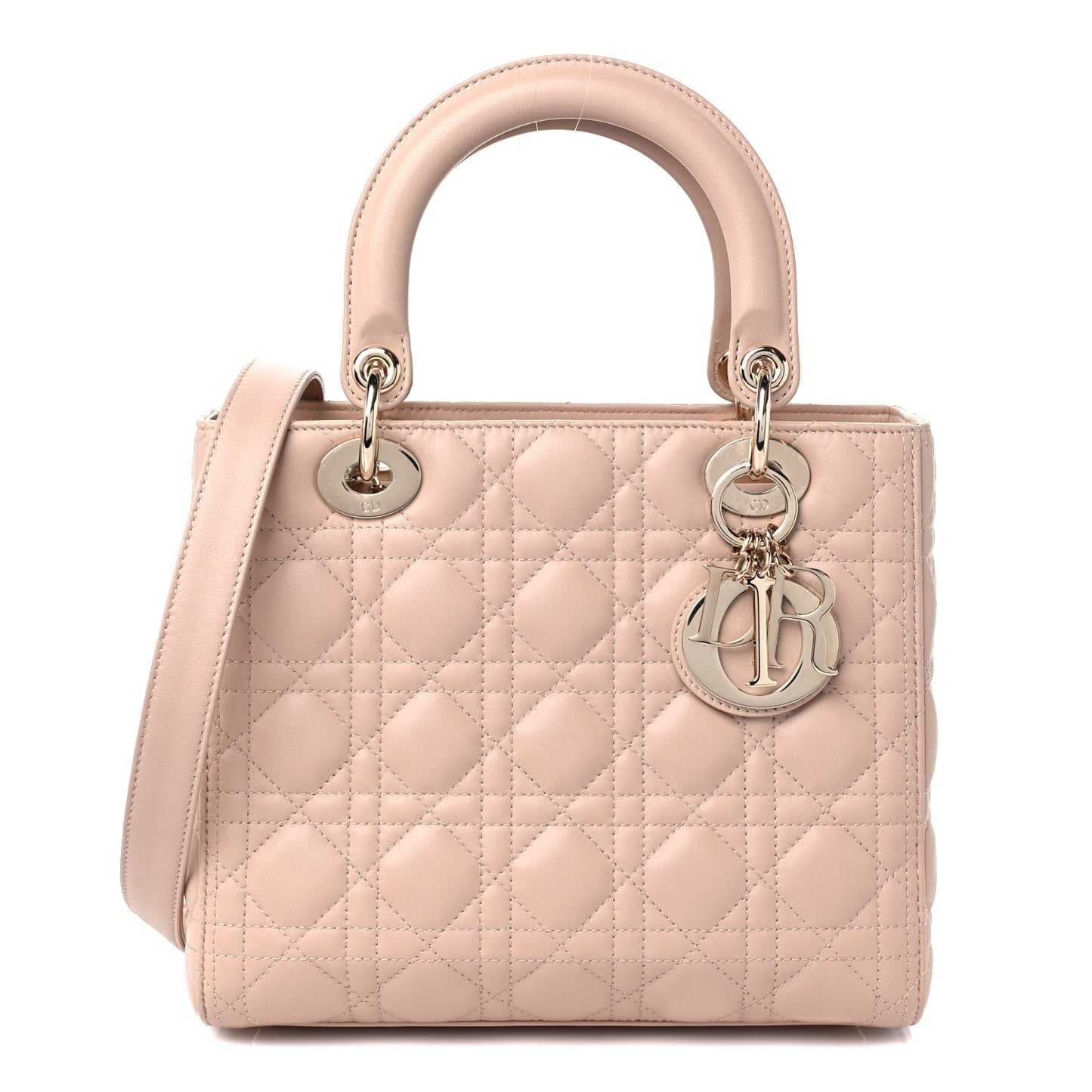 Lambskin Cannage Medium Lady Dior Beige