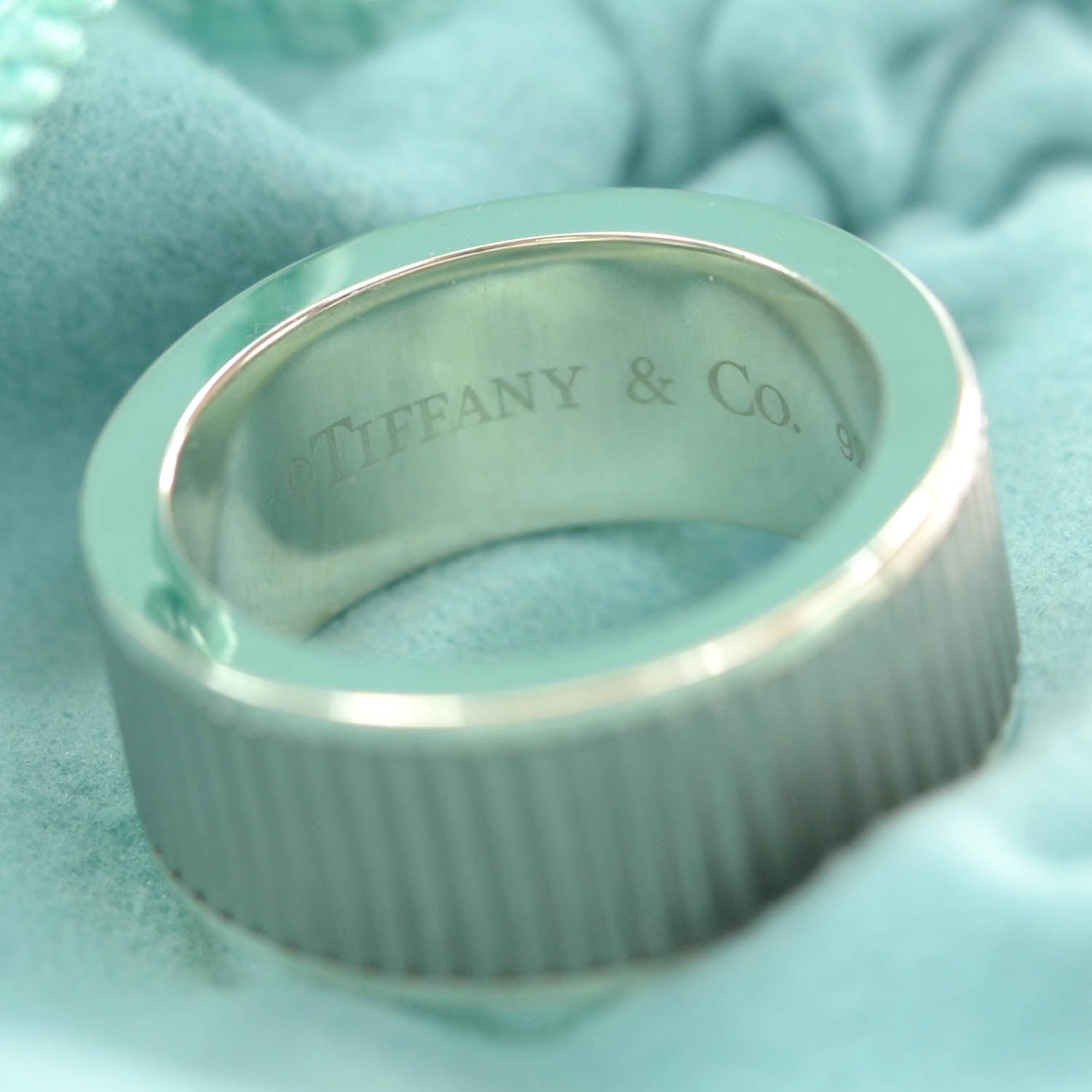 Tiffany Sterling Silver 9mm Titanium Coin Edge Ring 6.5 3 of 4