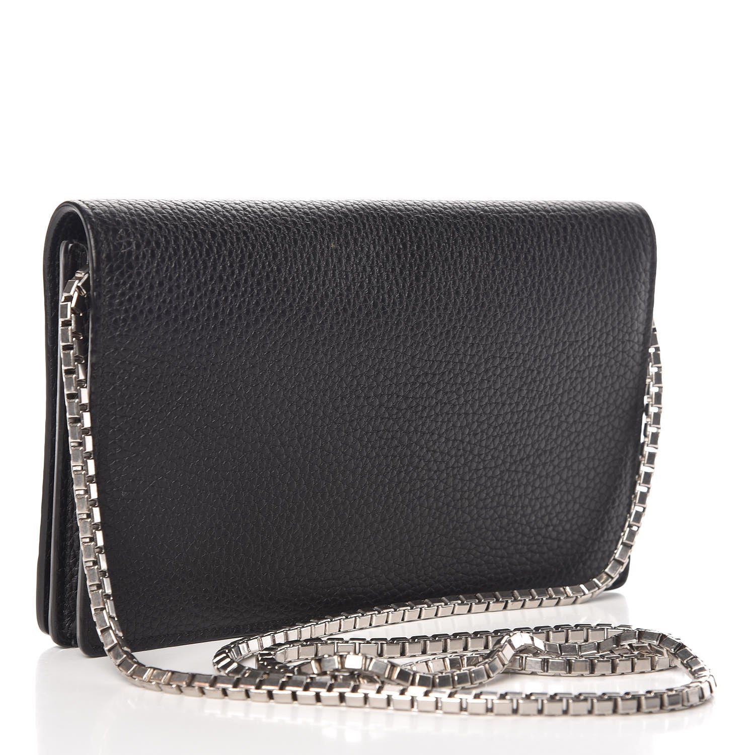 Balenciaga Grained Calfskin Classic Silver Hardware Wallet On Chain Black 3 of 9