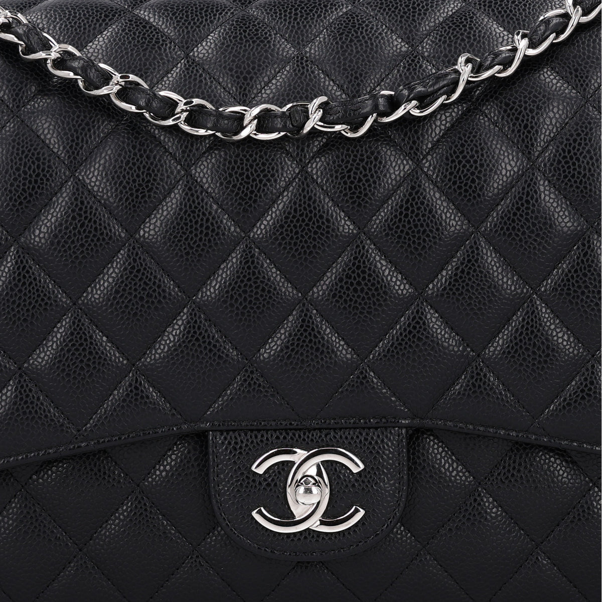 Caviar Quilted Maxi Double Flap Black