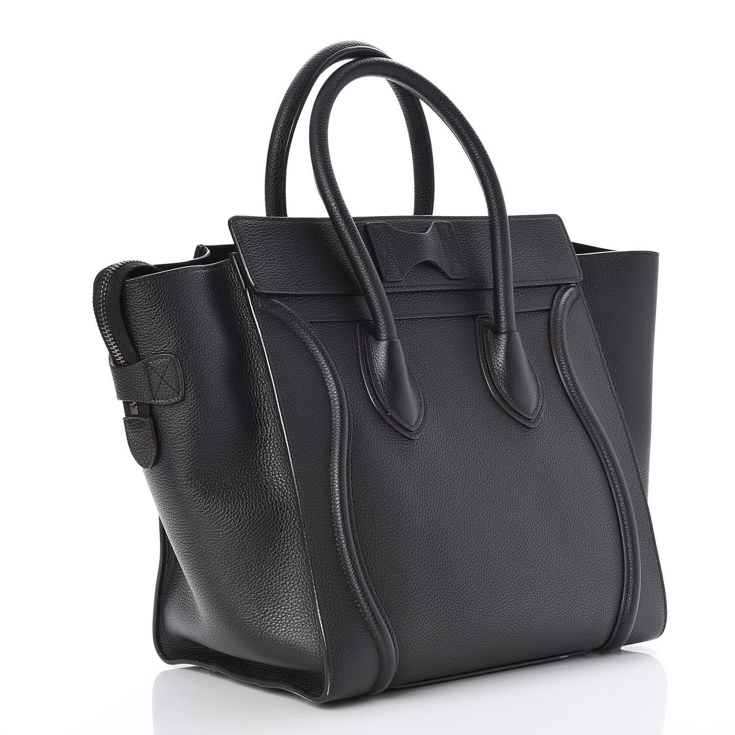 Drummed Calfskin Mini Luggage Black