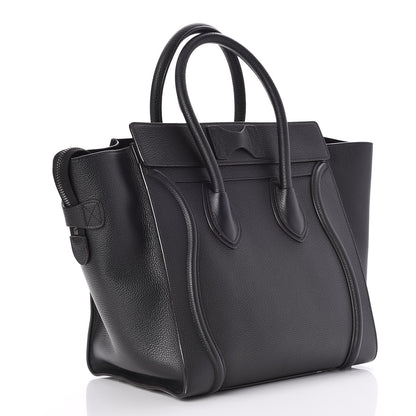 Celine Drummed Calfskin Mini Luggage Black 3 of 8