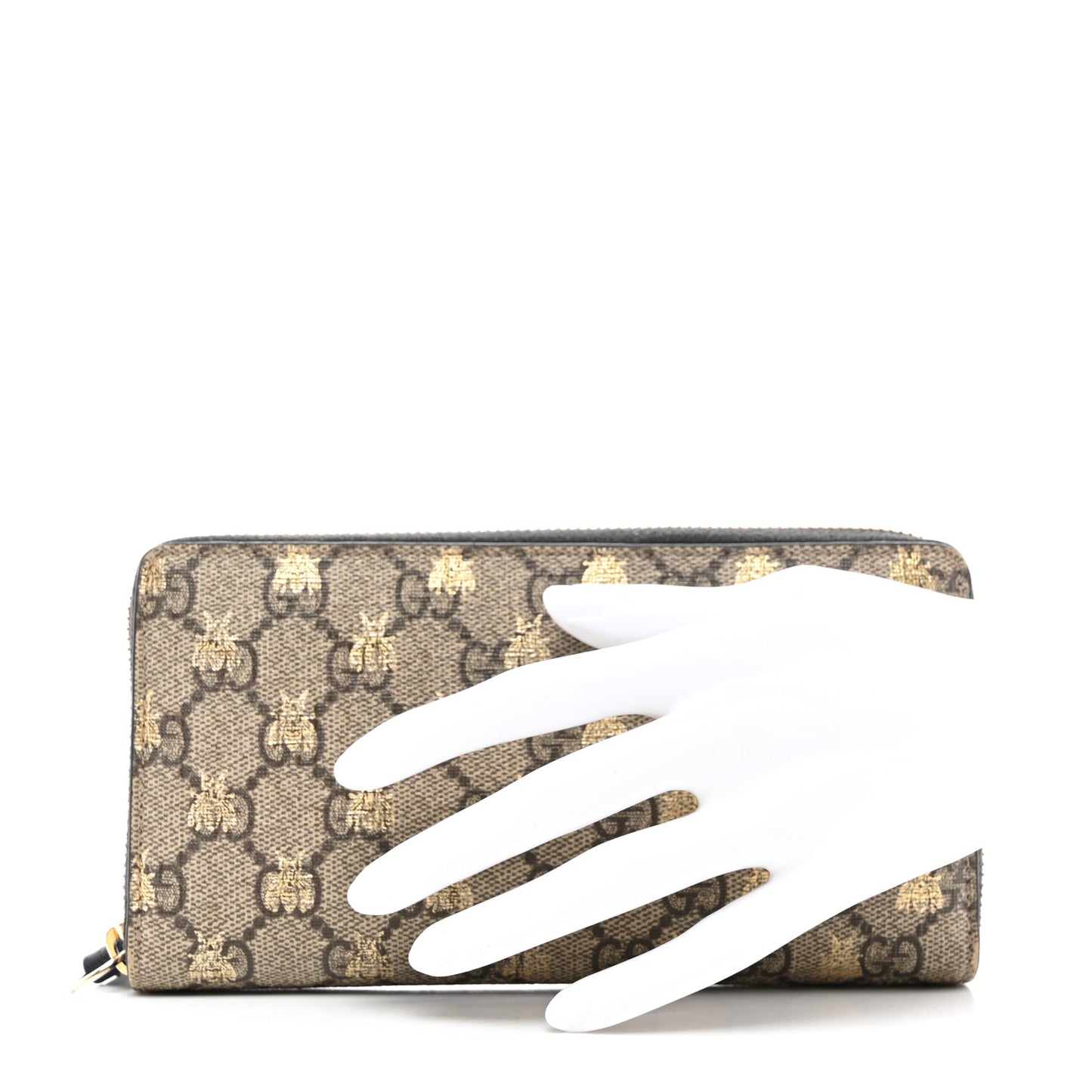 GG Supreme Monogram Bees Zip Around Wallet