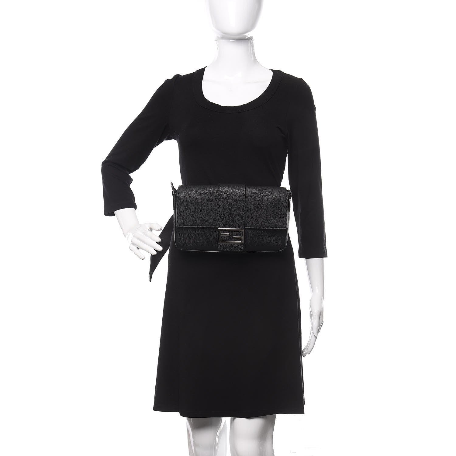 Fendi Cuoio Romano Selleria Belt Baguette Bag Black 3 of 10
