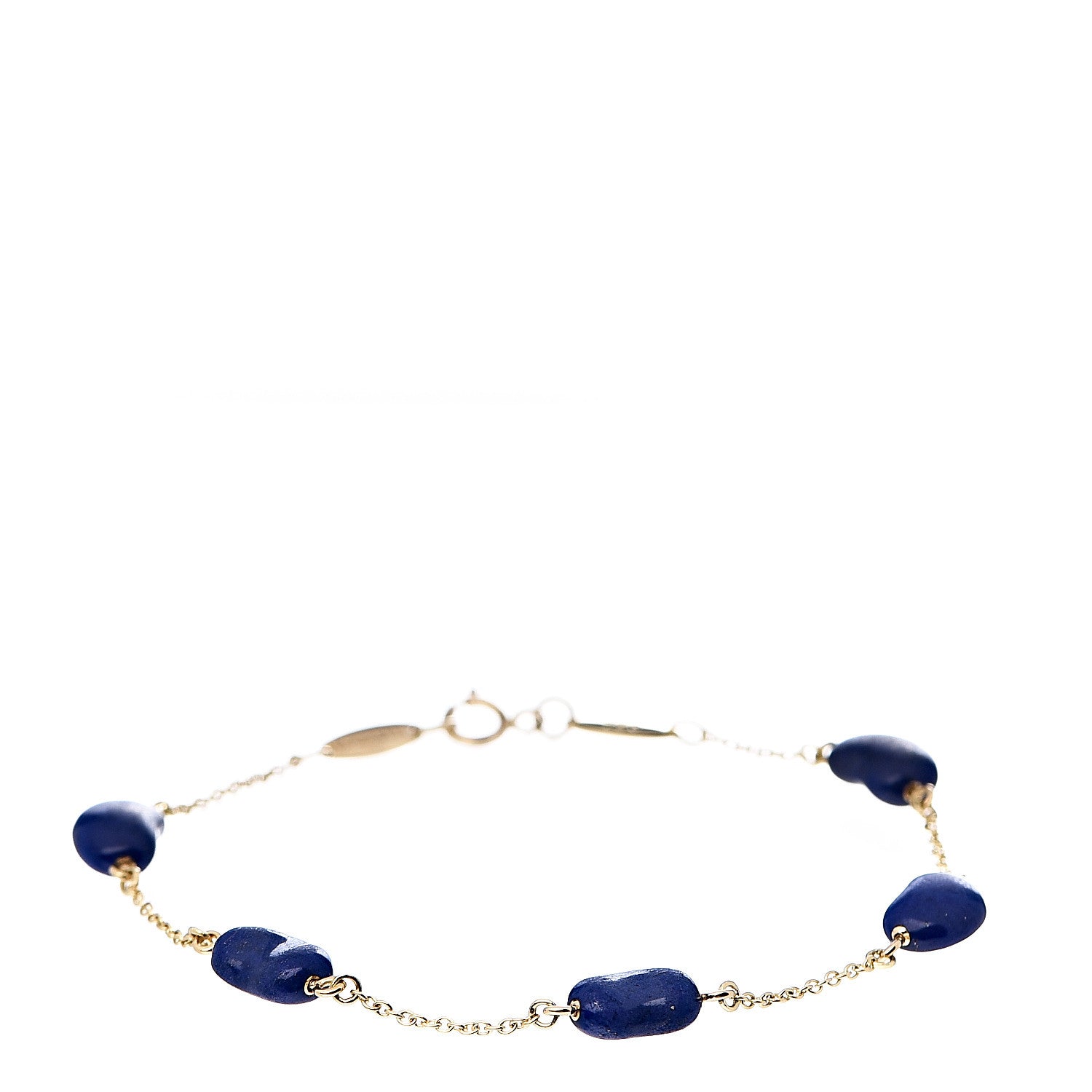 Tiffany 18K Yellow Gold Lapis Lazuli Elsa Peretti Bean Bracelet 1 of 7