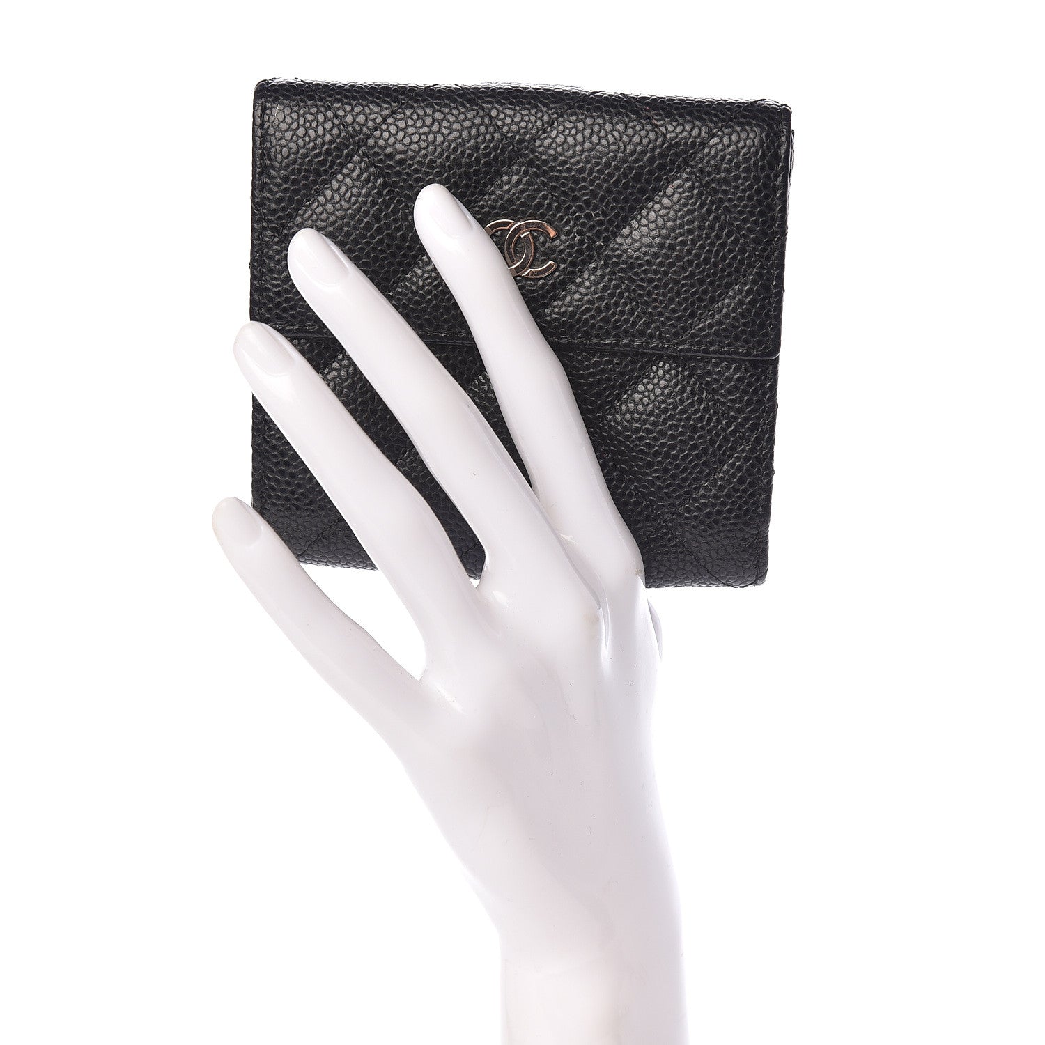 Chanel Caviar Quilted Compact French Flap Wallet Black 2 of 8