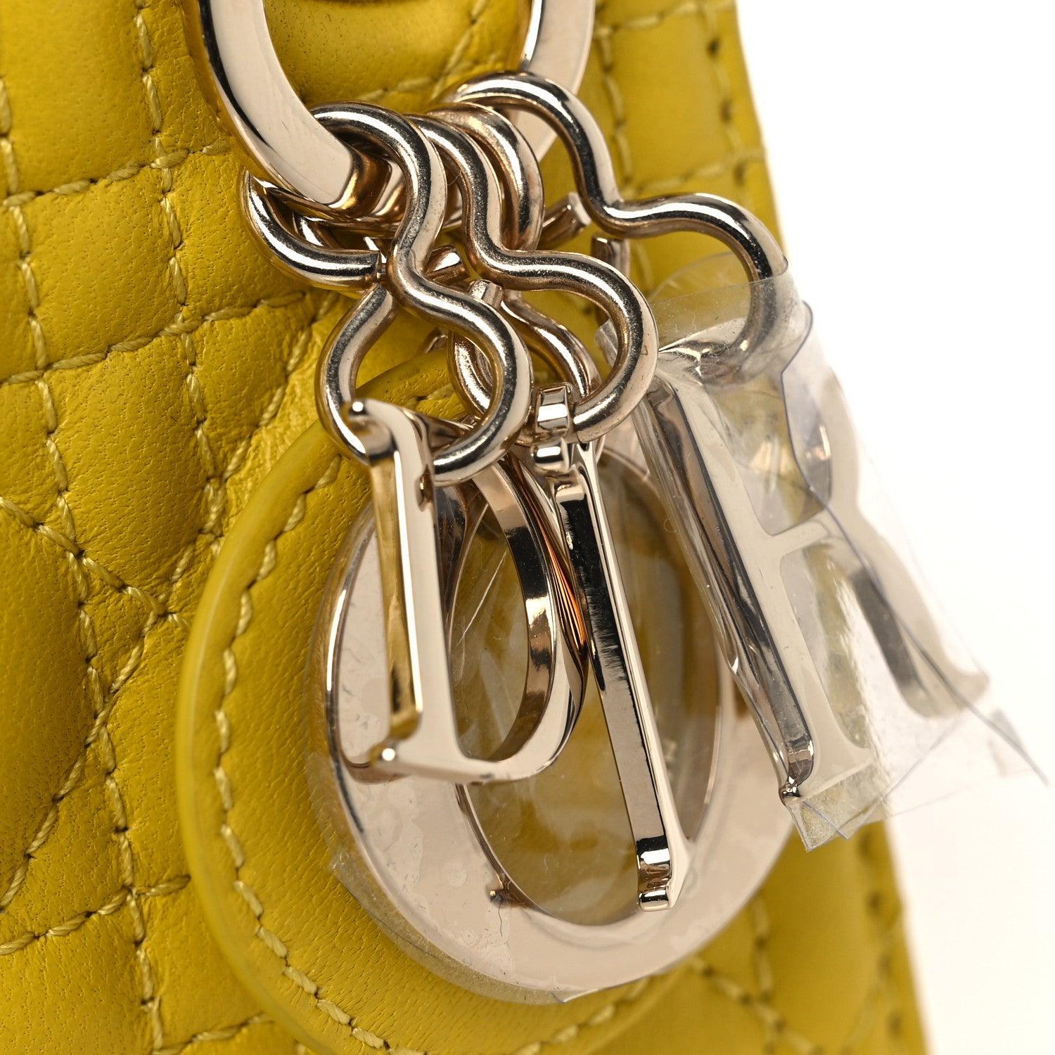 Christian Dior Lambskin Cannage Micro Lady Dior Yellow 1842266
