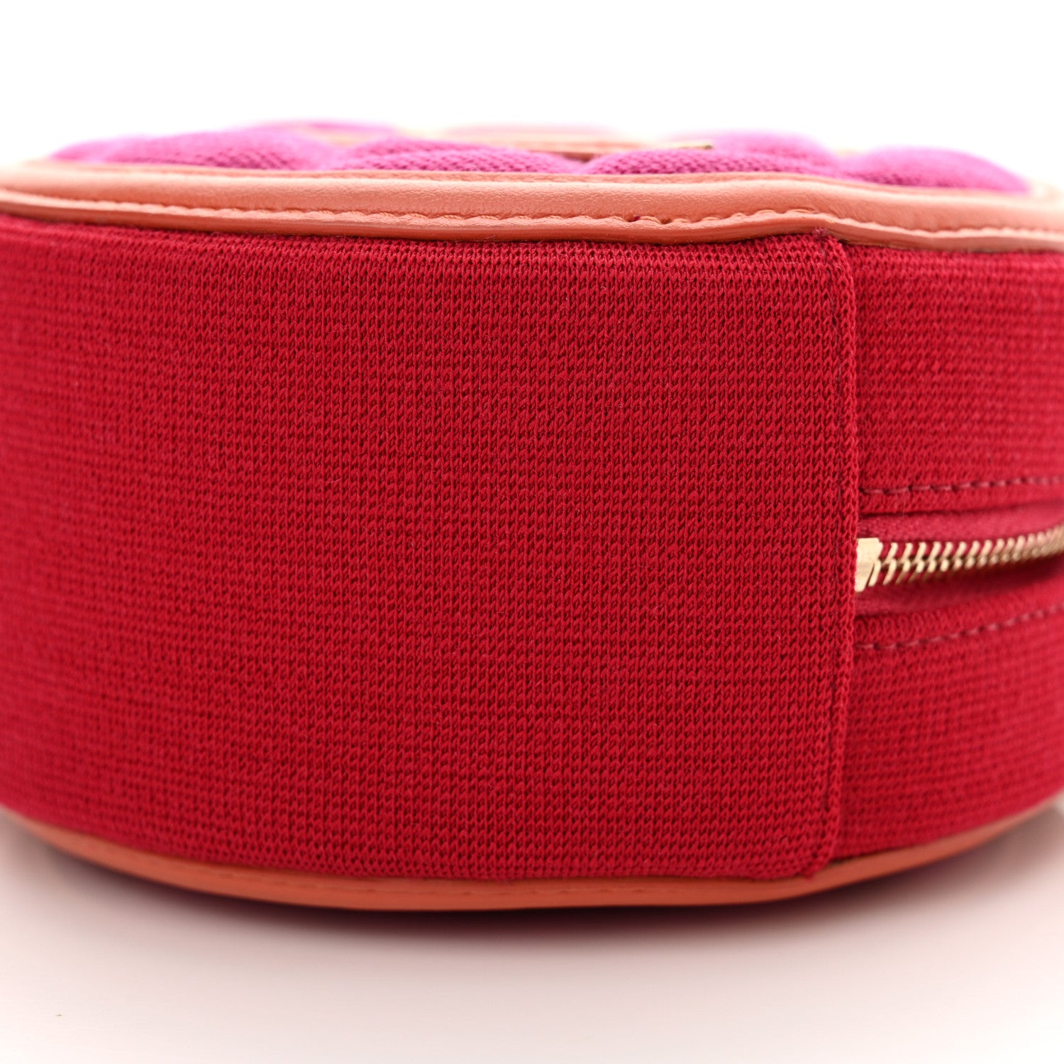 Chanel Jersey Quilted CC Filigree Round Clutch With Chain Pink Red Orange 10 of 10