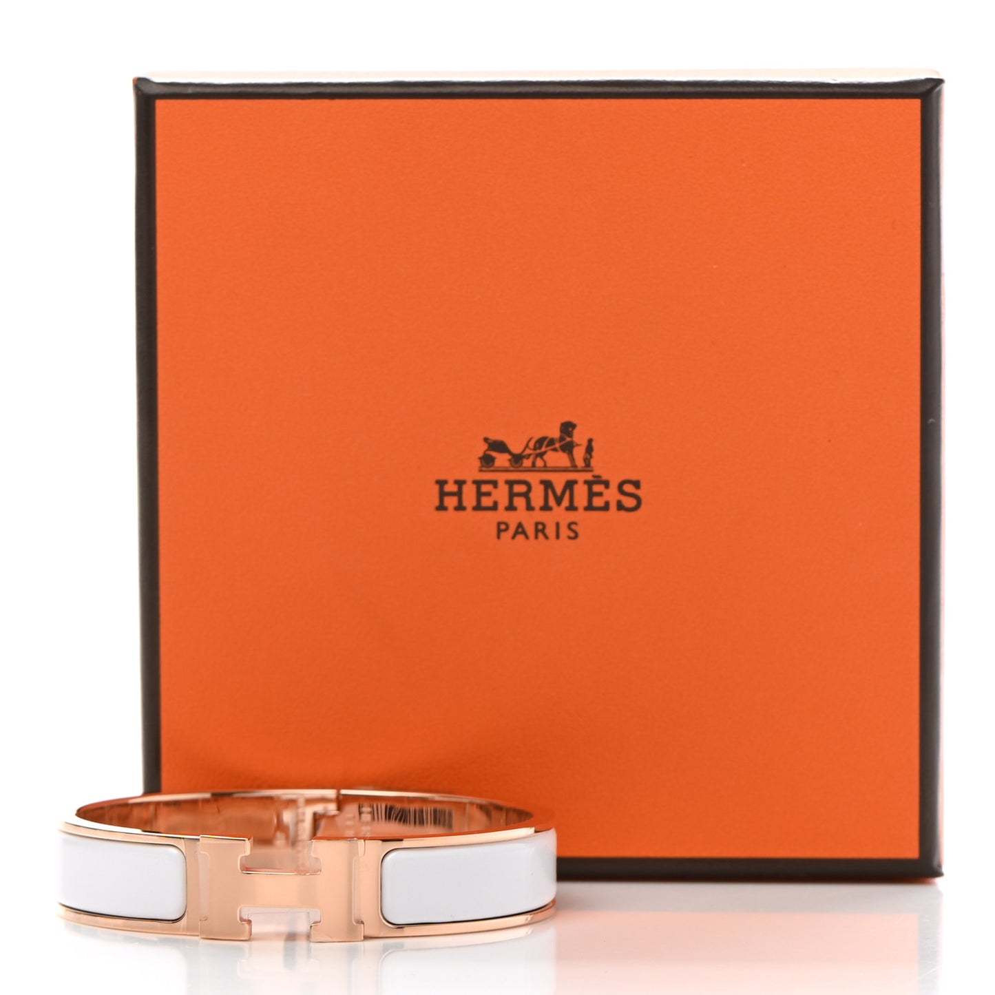 Enamel Narrow Clic Clac H Bracelet PM White