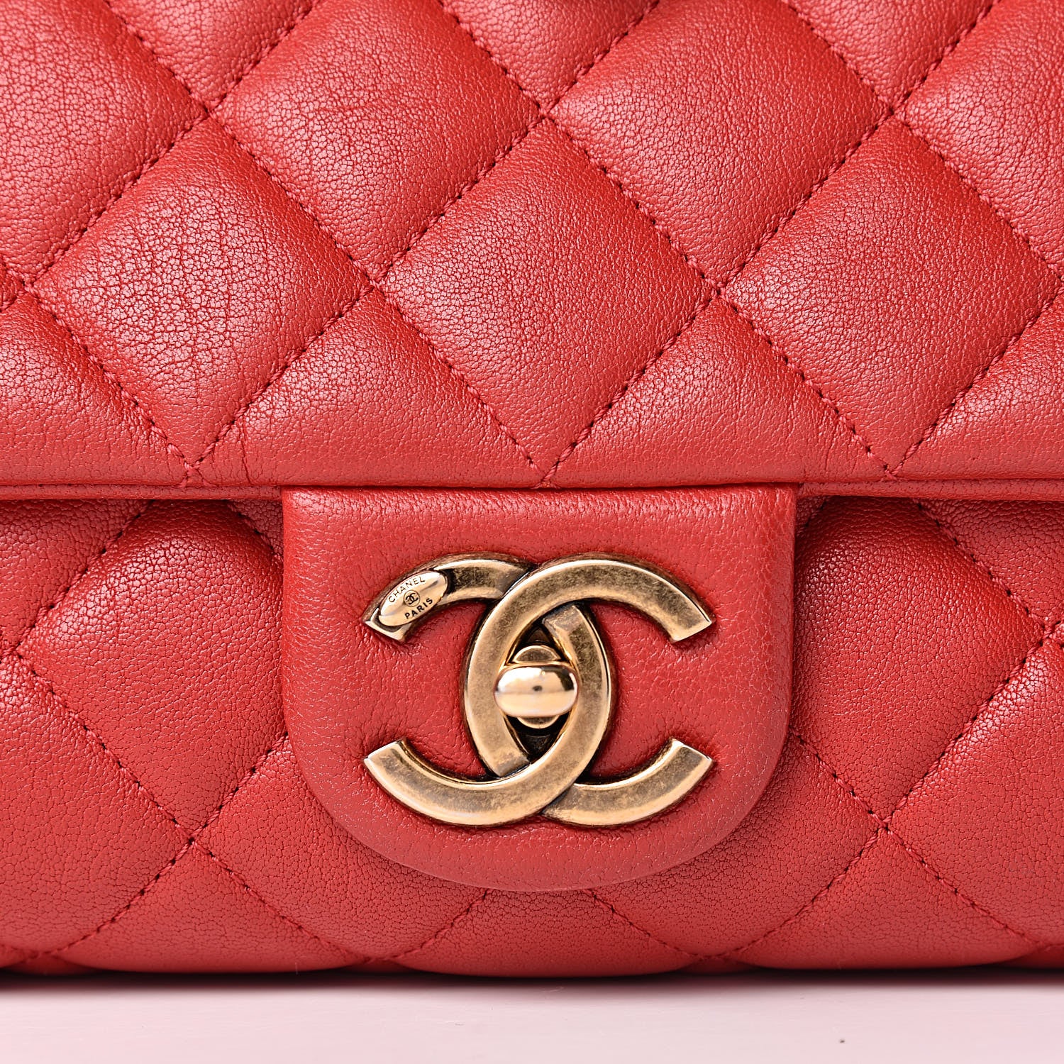 Chanel Shiny Sheepskin Quilted Large Trapezio Flap Red 8 of 12