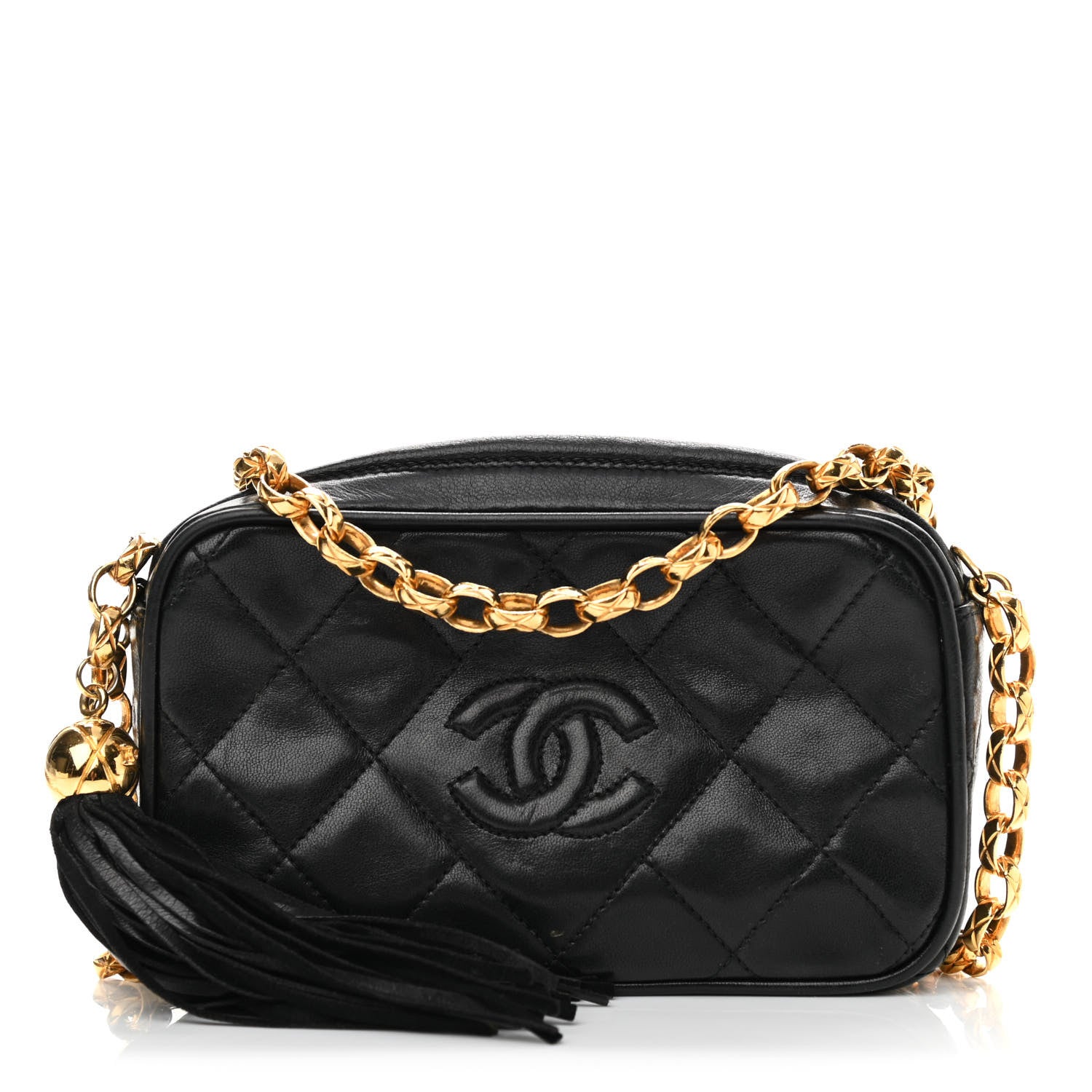 Chanel Lambskin Quilted Tassel Camera Case Black 1 of 11