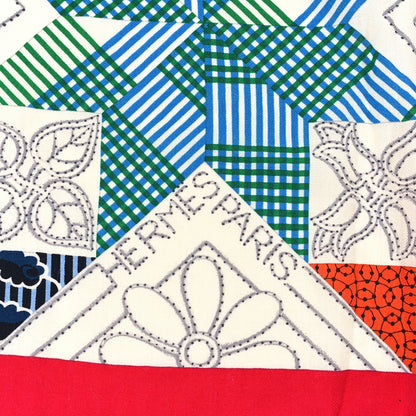 Hermes Cashmere Silk American Quilts Shawl 140 Fuchsia Black Multicolor 2 of 3