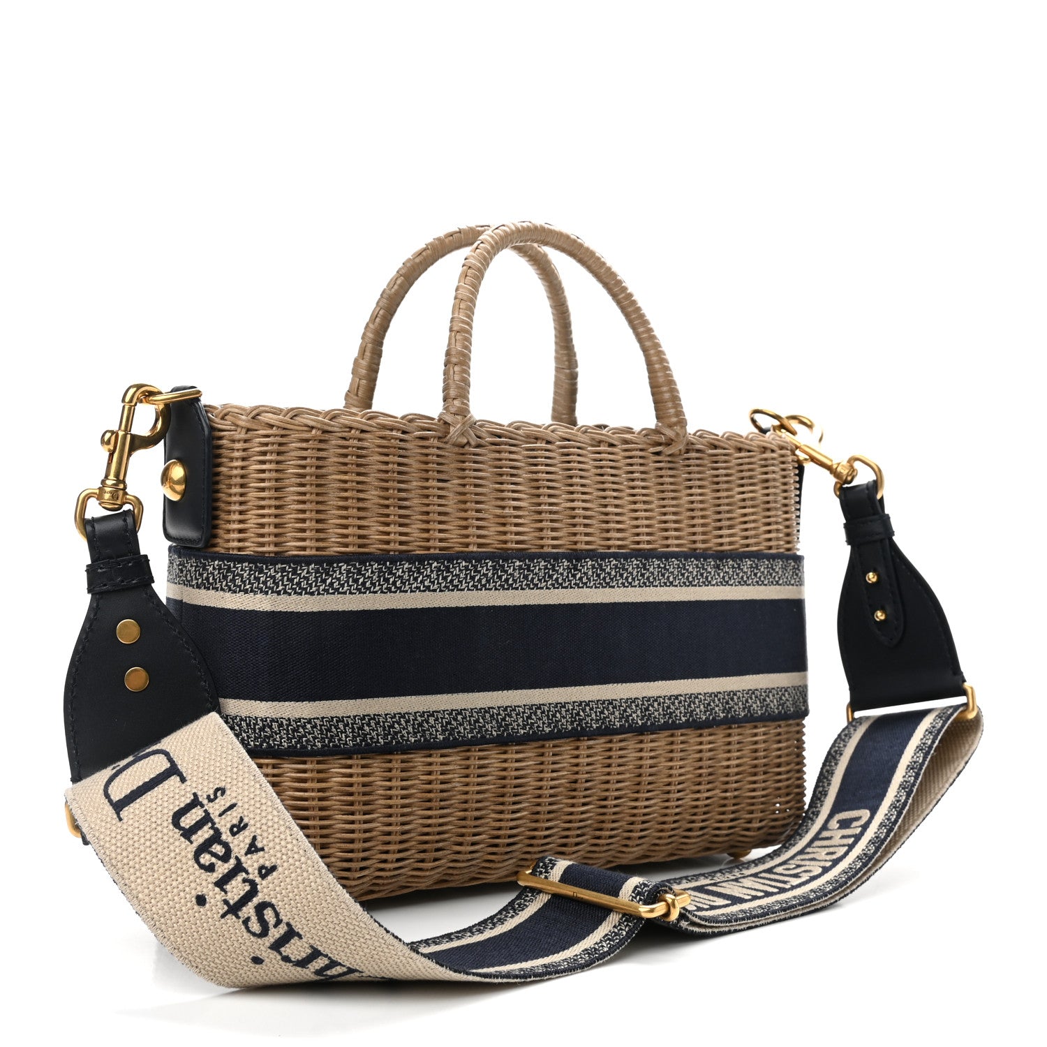 Christian Dior Wicker Oblique Basket Bag Blue 3 of 9