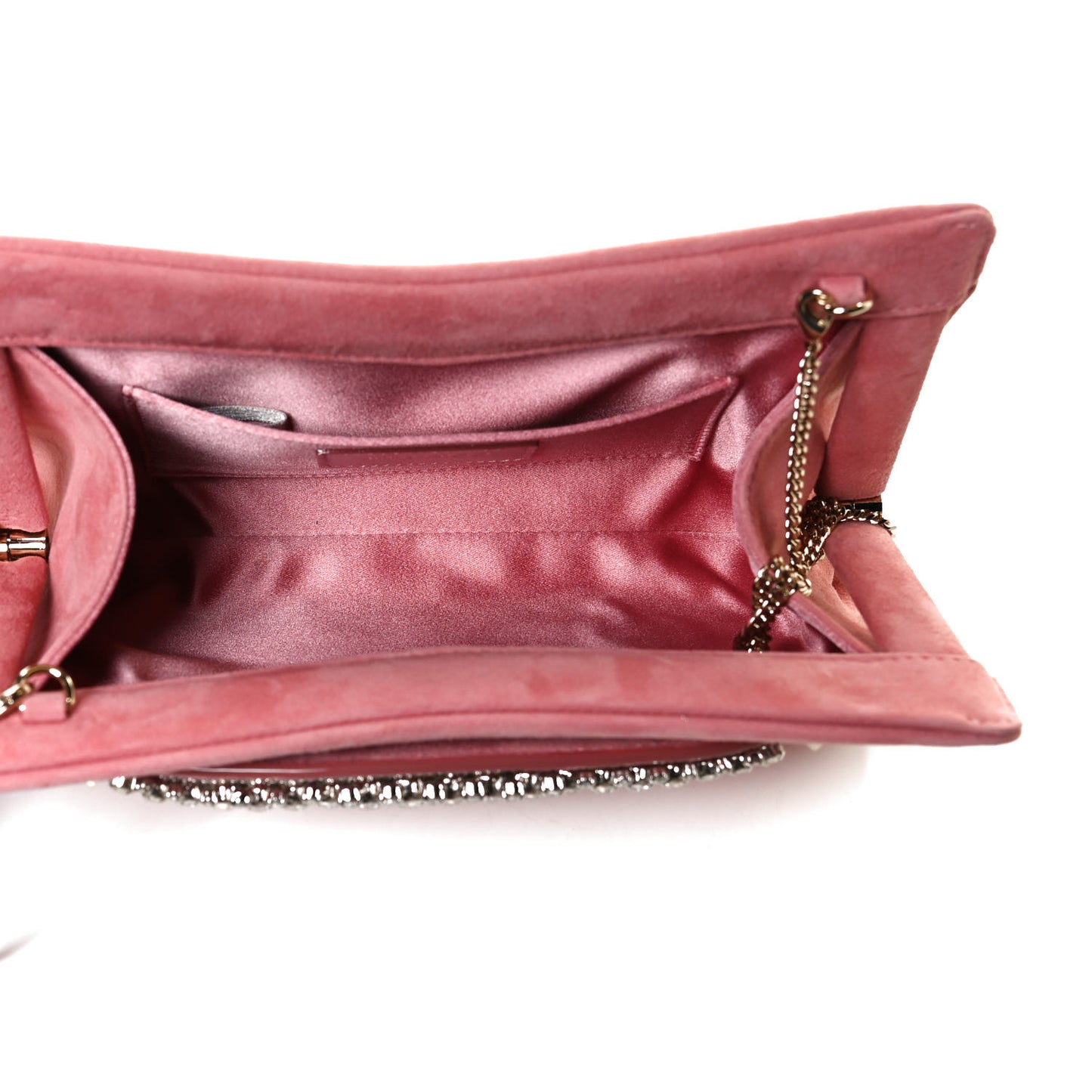 Suede Crystal Embellished Venus Clutch Pink