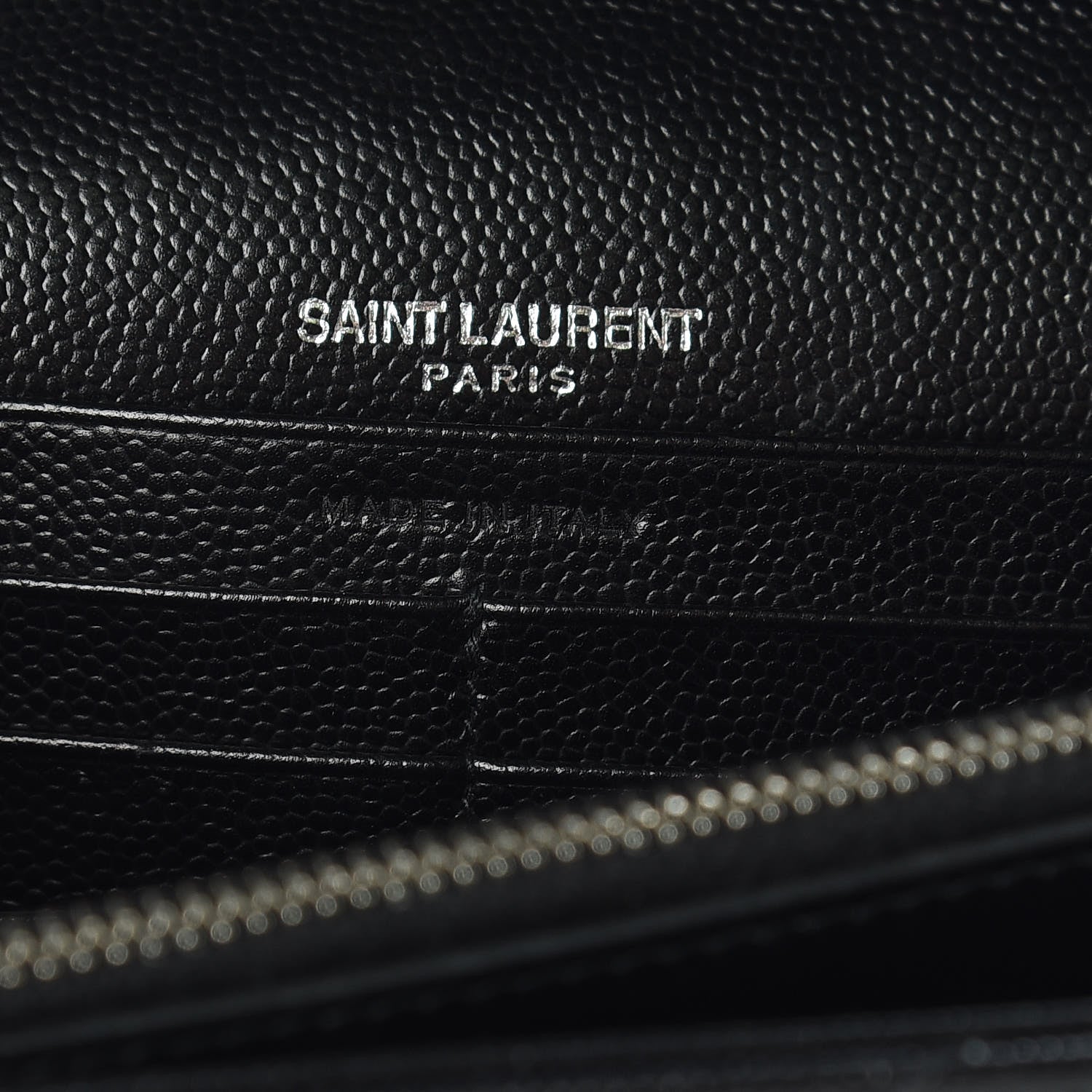 Saint Laurent Grain De Poudre Matelasse Chevron Monogram Chain Wallet Black 7 of 10